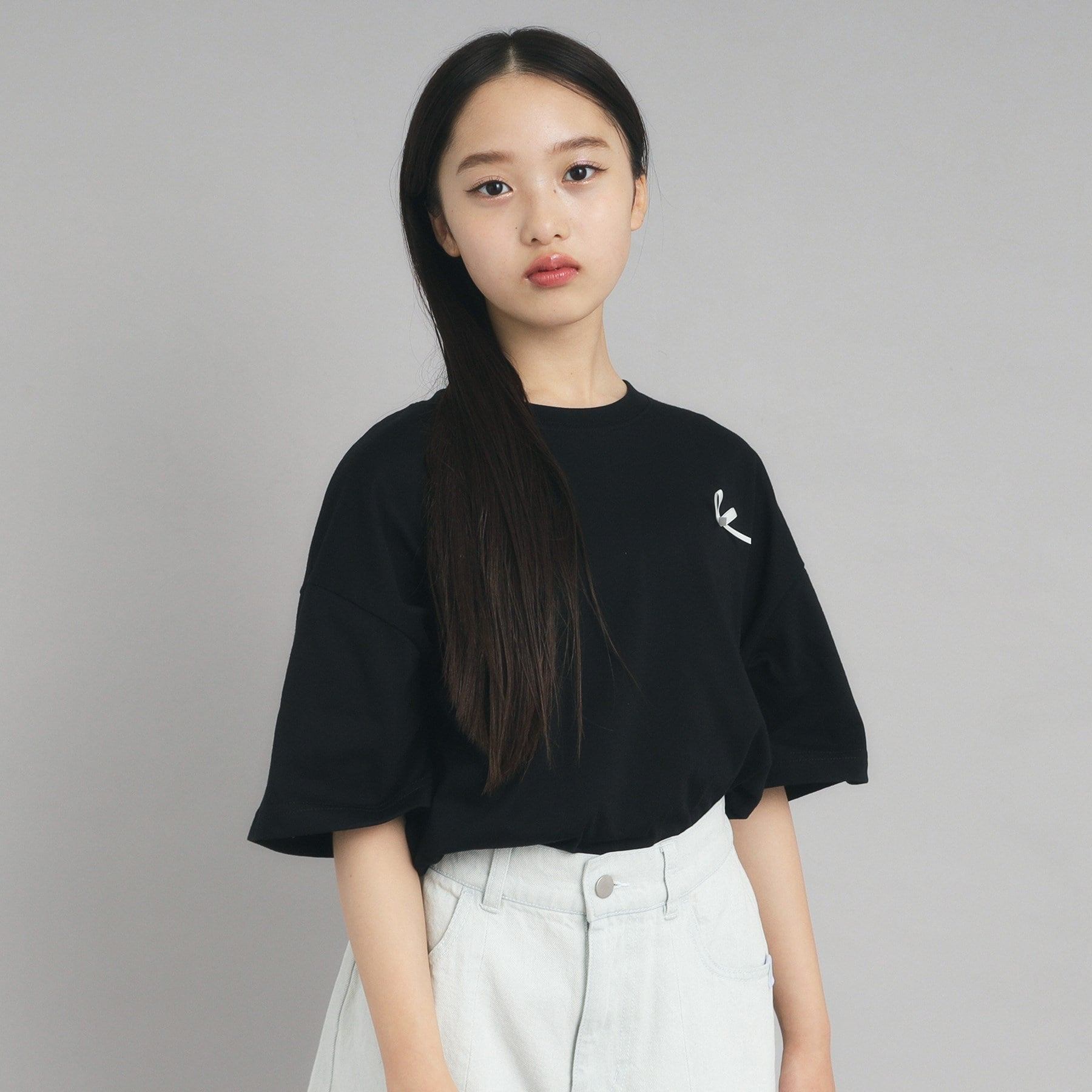 ピンク ラテ PINK-latte バックフォトプリントTシャツ