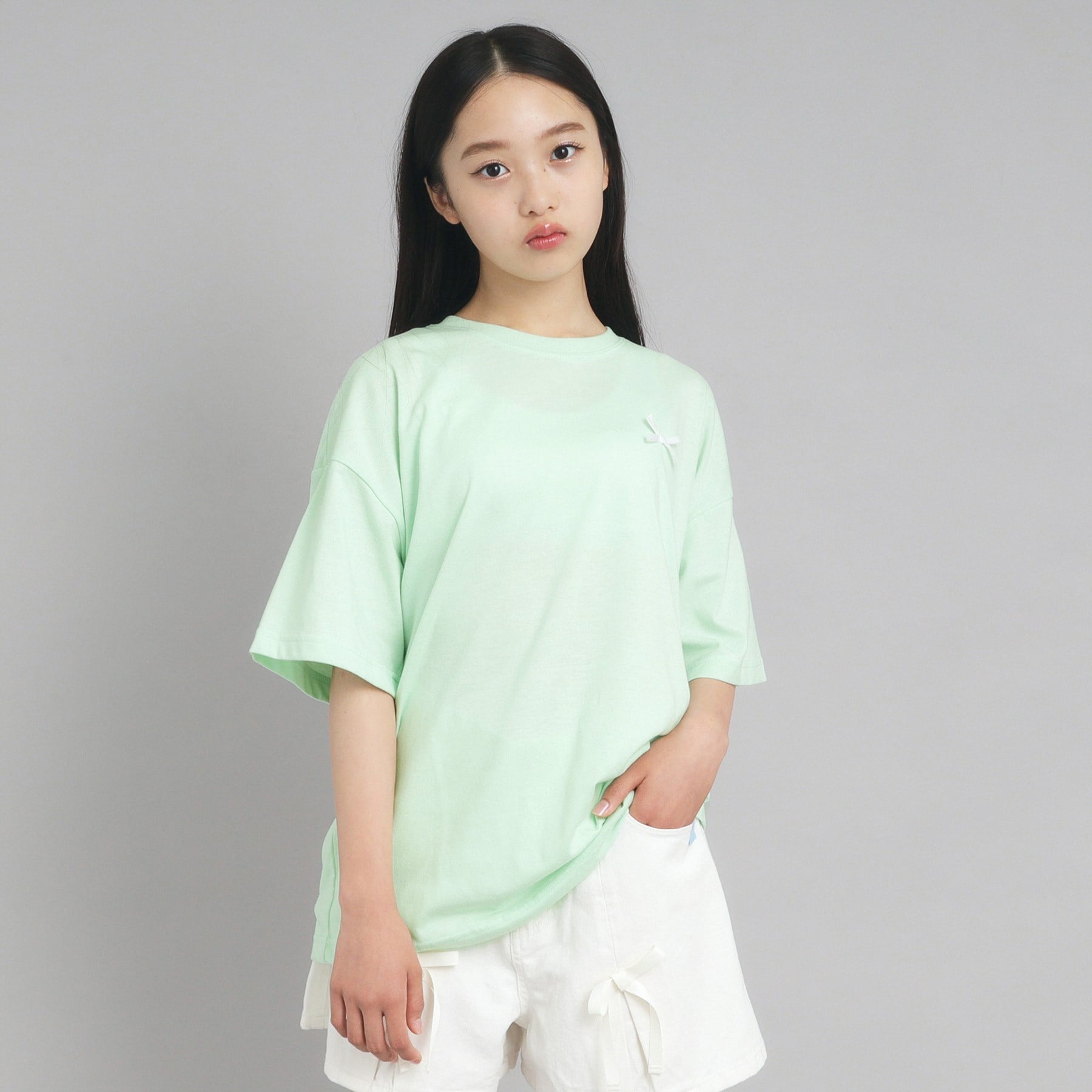 ピンク ラテ PINK-latte バックフォトプリントTシャツ