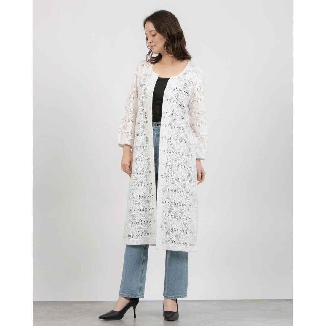 Pizzo Bianco Ruffle Lace Cardigan
