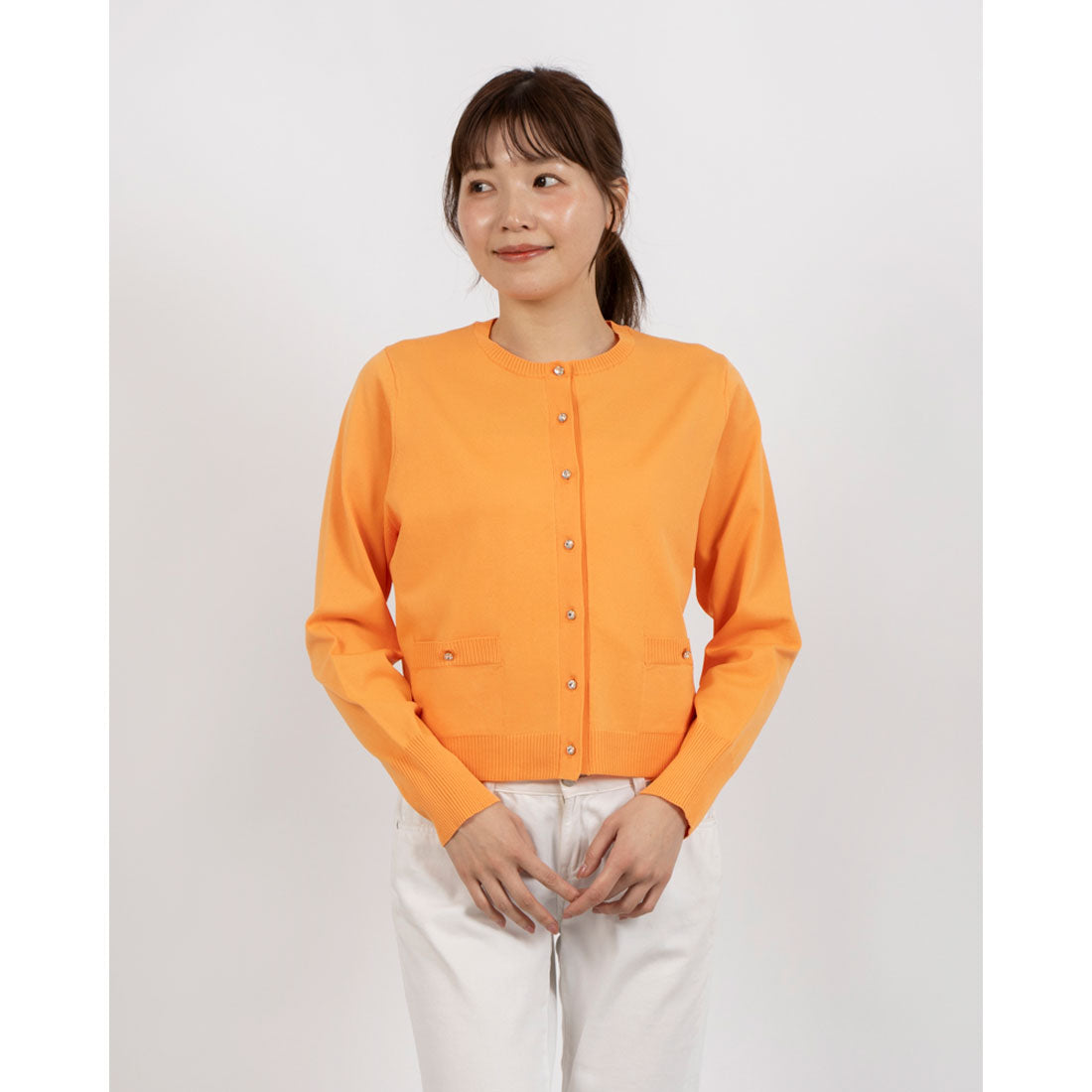 Pizzo Bianco Cardigan with Glass Buttons