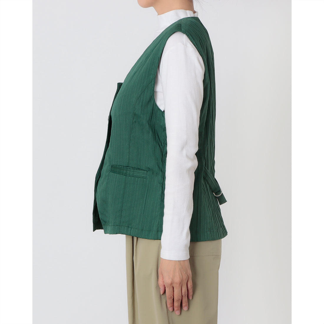 ピッツオ ビアンコ Pizzo Bianco ストレッチストライプジレ （グリーン） グリーン