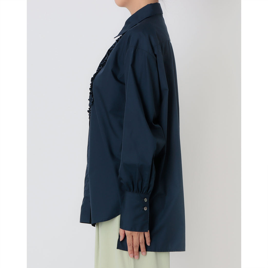 ピッツオ ビアンコ Pizzo Bianco T/Cブロードフリルブラウス （ネイビー） ネイビー