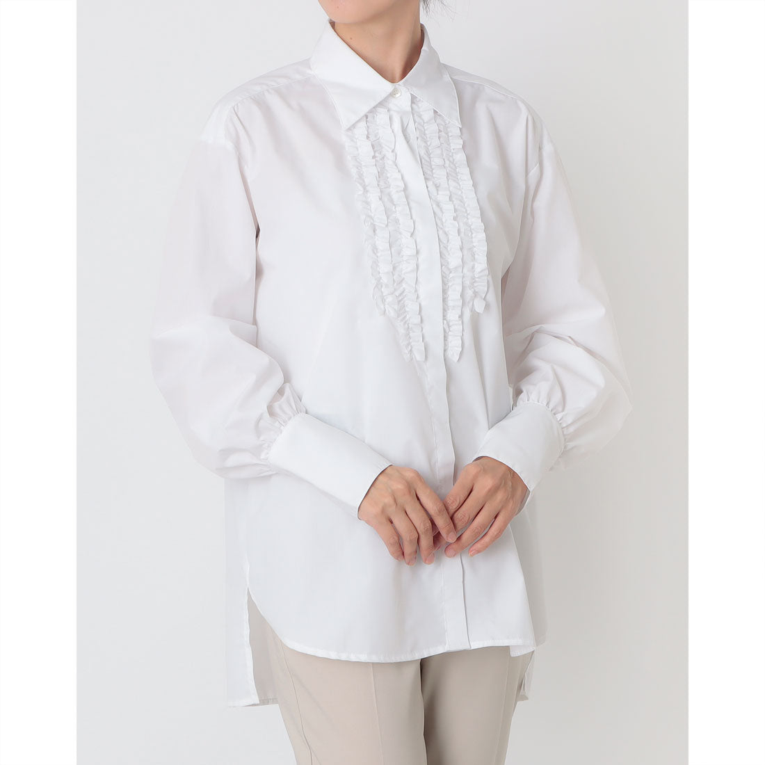 ピッツオ ビアンコ Pizzo Bianco T/Cブロードフリルブラウス （ホワイト） ホワイト