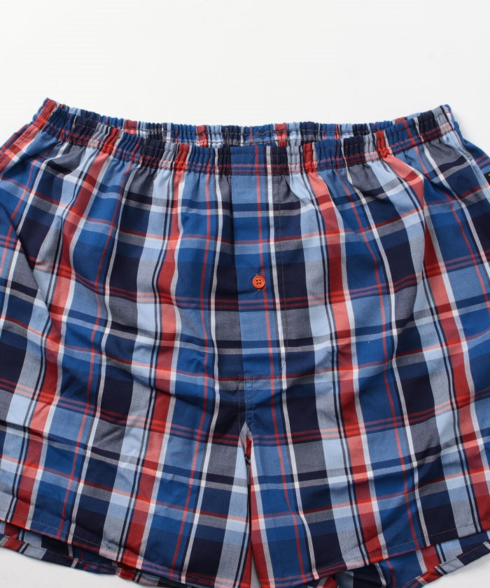 ピエールカルダン pierre cardin ピエールカルダン マドラスチェック柄 トランクス(LL)【返品不可商品】 （レッド） レッド