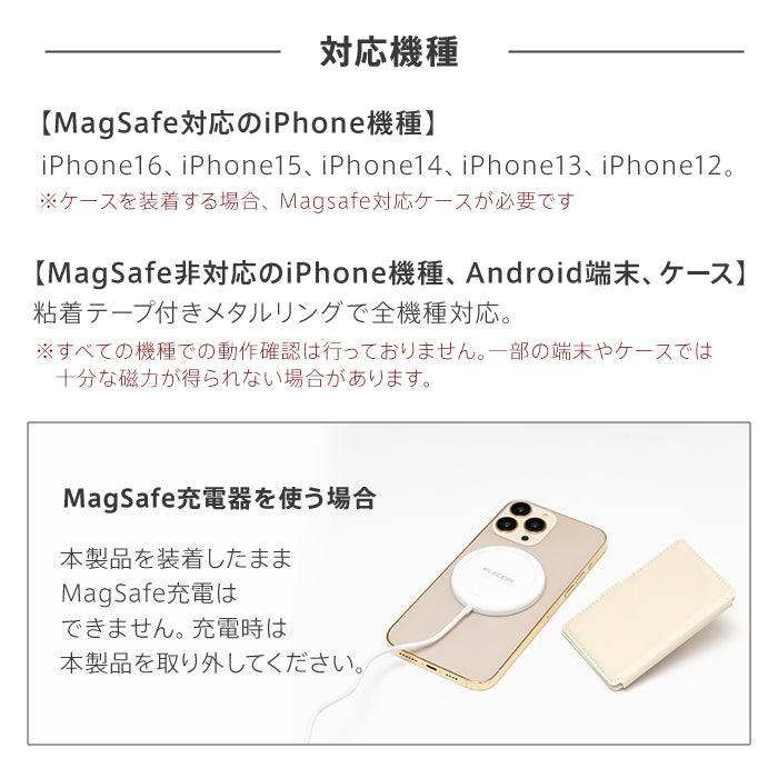 ピタング pitang magsafe カードケース 3枚 薄型 パスケース 二つ折り スマホグリップ スタンド機能 マグセーフ対応 iPhone アンドロイド （パープル） パープル