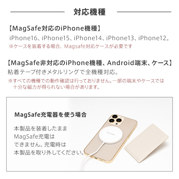 ピタング pitang magsafe カートケース 2枚 薄型 パスケース 財布 スマホグリップ スタンド機能 マグセーフ対応 iPhone アンドロイド （ホワイト） ホワイト