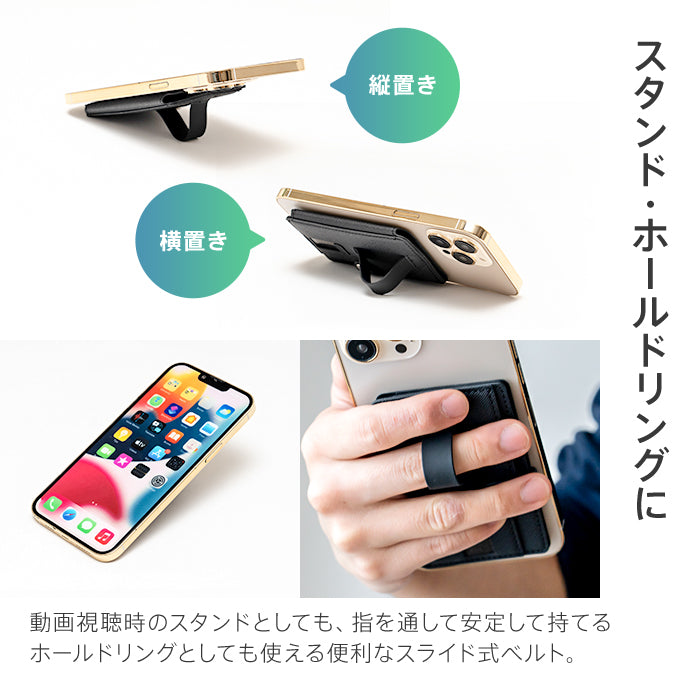 ピタング pitang magsafe カードケース 3枚 薄型 パスケース 二つ折り スマホグリップ スタンド機能 マグセーフ対応 iPhone アンドロイド （ブラウン） ブラウン