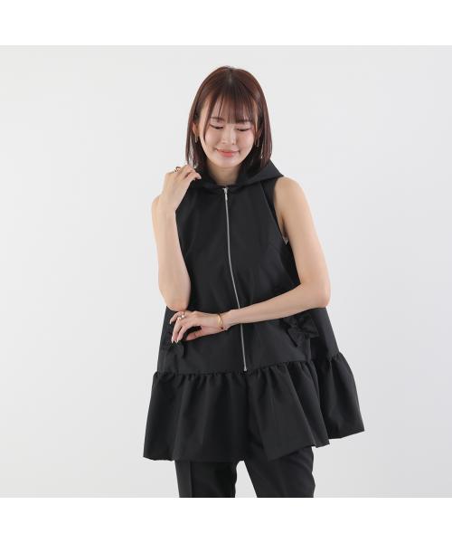 PICCIN ベスト 90700 フリル ペプラム フード付き （91/ブラック） 91/ブラック