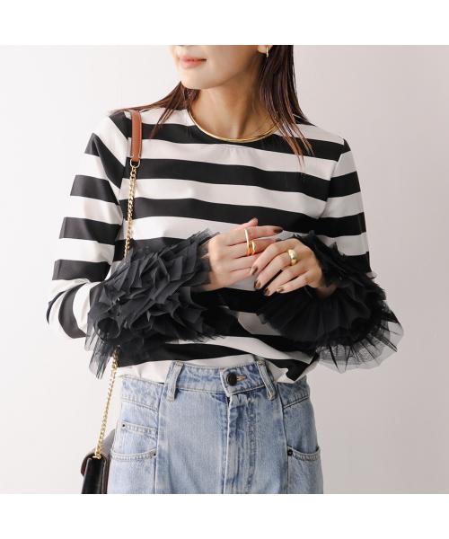 PICCIN PERLA ピッチン 袖チュールカットソー 907140 （10/ホワイト×ブラック） 10/ホワイト×ブラック