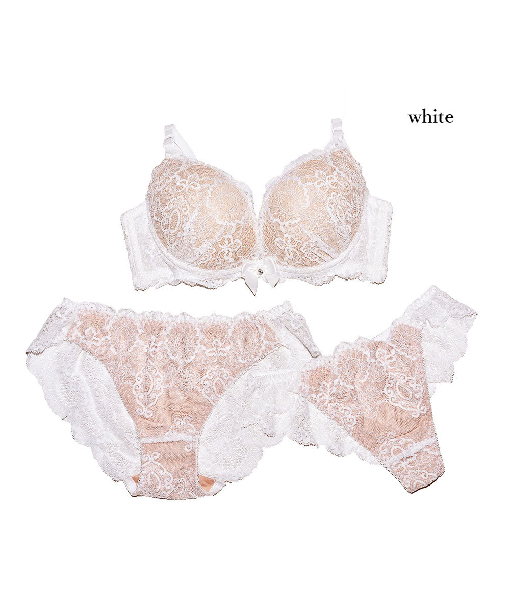 ピンクピンクピンク PINK PINK PINK 【3点セット】総レースヌーディブラ＆ショーツセット【返品不可商品】