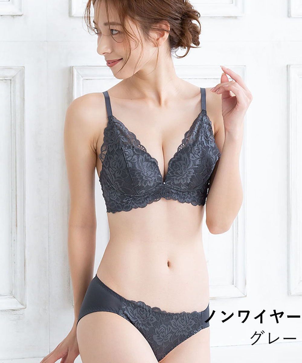 ピンクピンクピンク PINK PINK PINK ストレッチレース ノンワイヤーブラ＆ショーツセット【返品不可商品】