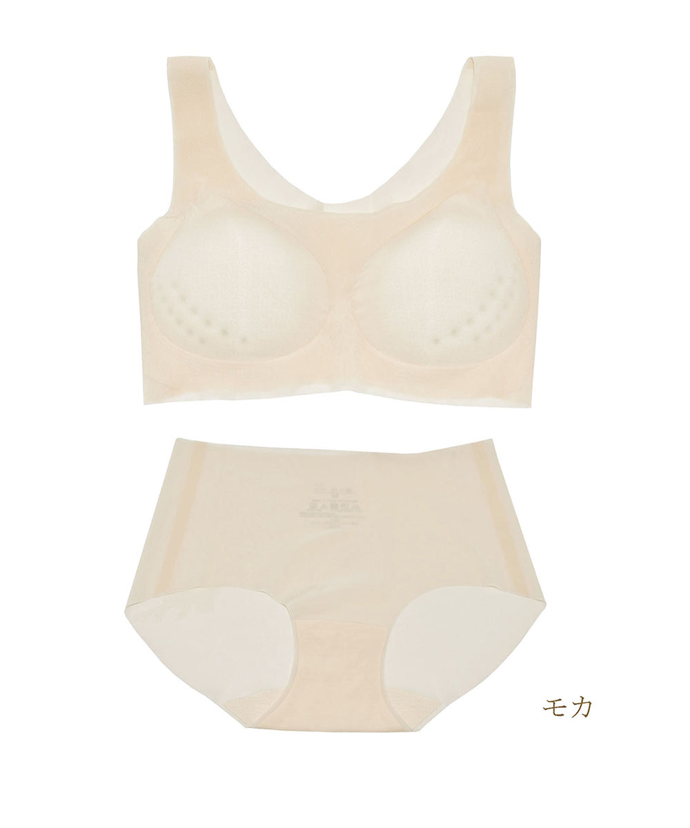 ピンクピンクピンク PINK PINK PINK 【上下セット】涼感×超極薄シームレスブラ＆シームレスショーツ 素肌感覚ブラ ストレスフリー【返品不可商品】 （モカ） モカ