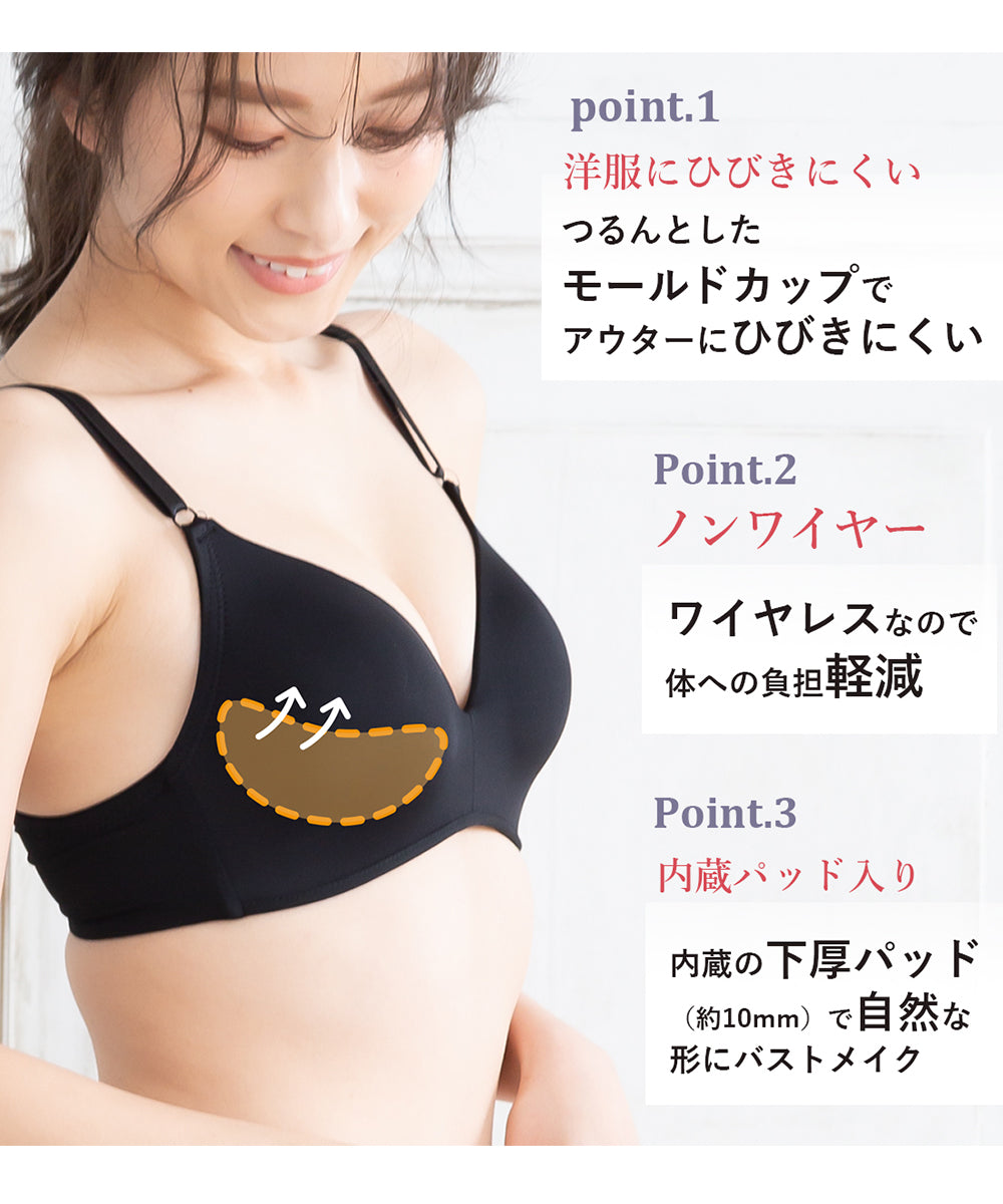 ピンクピンクピンク PINK PINK PINK 【2点セット】ひびかない 楽×美胸ノンワイヤーブラ＆ショーツセット 下着 ブラ Tシャツブラショーツセット インナーレディース【返品不可商品】