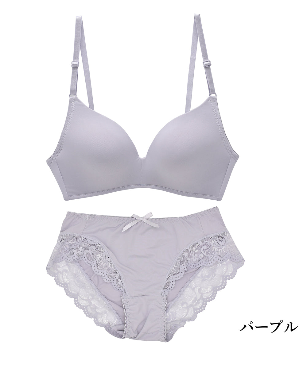 ピンクピンクピンク PINK PINK PINK 【2点セット】ひびかない 楽×美胸ノンワイヤーブラ＆ショーツセット 下着 ブラ Tシャツブラショーツセット インナーレディース【返品不可商品】