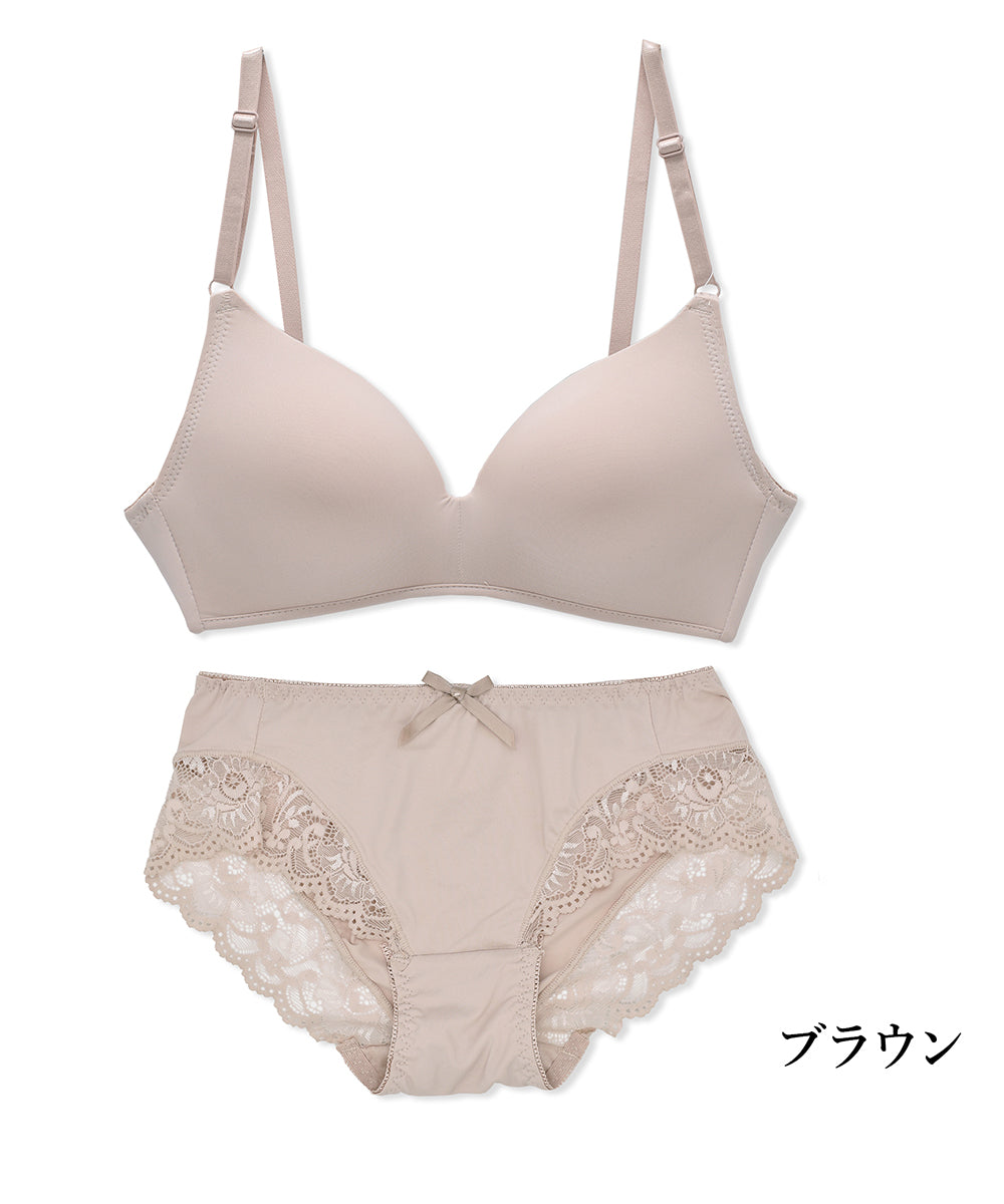 ピンクピンクピンク PINK PINK PINK 【2点セット】ひびかない 楽×美胸ノンワイヤーブラ＆ショーツセット 下着 ブラ Tシャツブラショーツセット インナーレディース【返品不可商品】