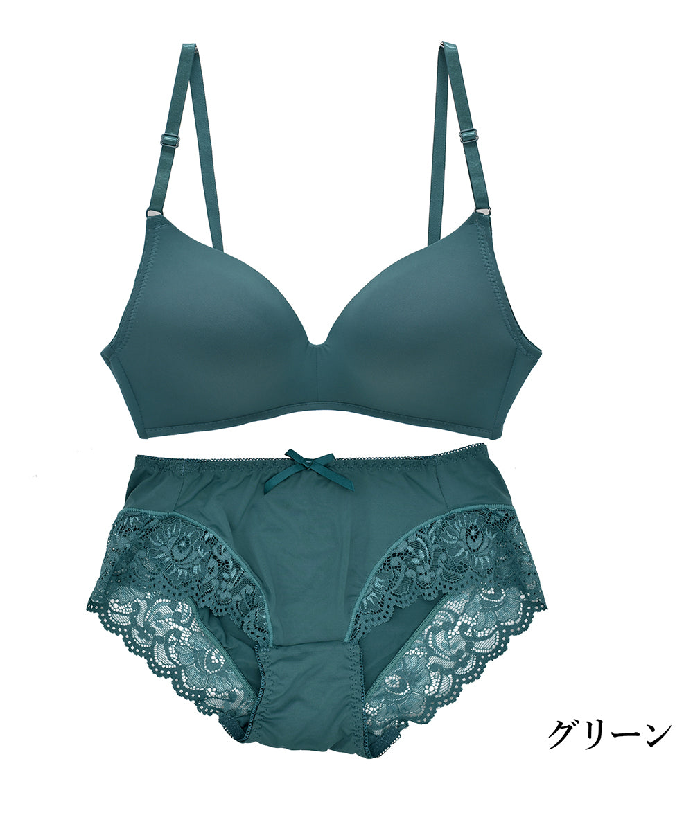 ピンクピンクピンク PINK PINK PINK 【2点セット】ひびかない 楽×美胸ノンワイヤーブラ＆ショーツセット 下着 ブラ Tシャツブラショーツセット インナーレディース【返品不可商品】