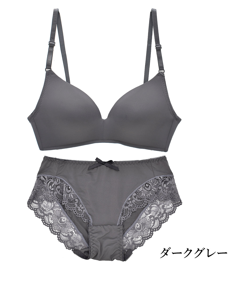 ピンクピンクピンク PINK PINK PINK 【2点セット】ひびかない 楽×美胸ノンワイヤーブラ＆ショーツセット 下着 ブラ Tシャツブラショーツセット インナーレディース【返品不可商品】