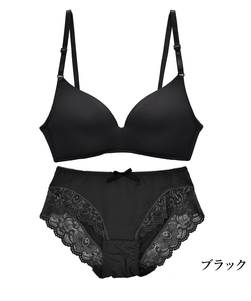 ピンクピンクピンク PINK PINK PINK 【2点セット】ひびかない 楽×美胸ノンワイヤーブラ＆ショーツセット 下着 ブラ Tシャツブラショーツセット インナーレディース【返品不可商品】