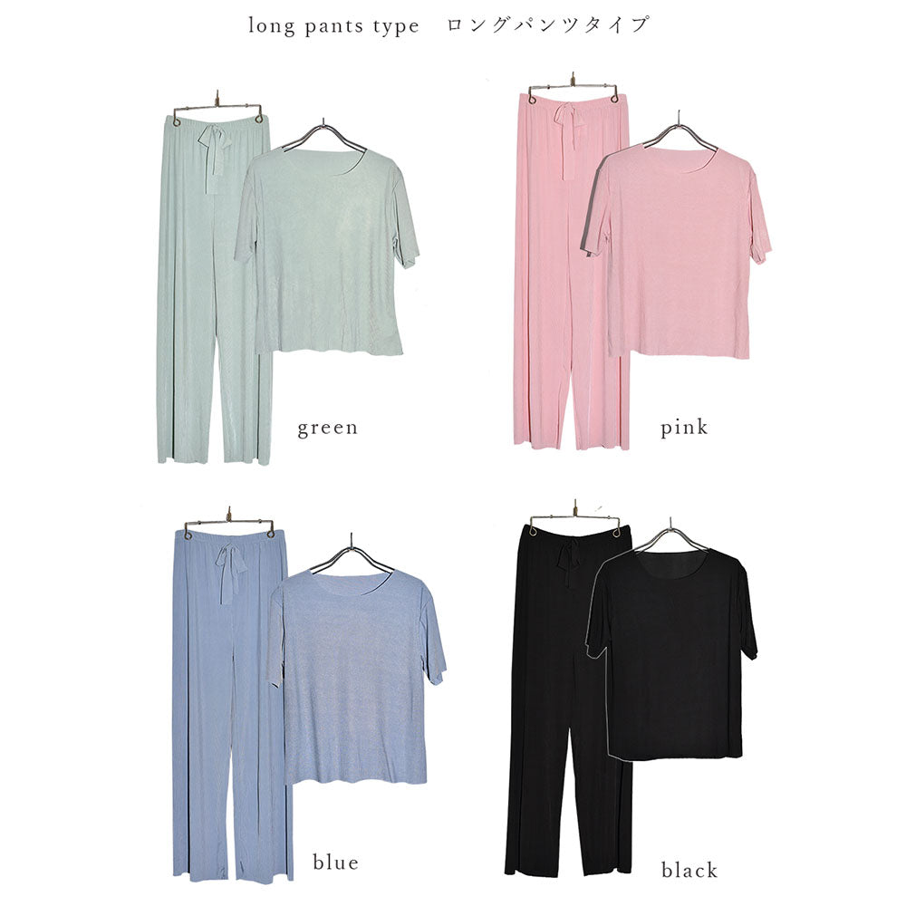ピンクピンクピンク PINK PINK PINK 2タイプから選べる 接触冷感 半袖 上下セット ルームウェア パジャマ(ショートパンツ ロングパンツ) レディース （ピンク） ピンク
