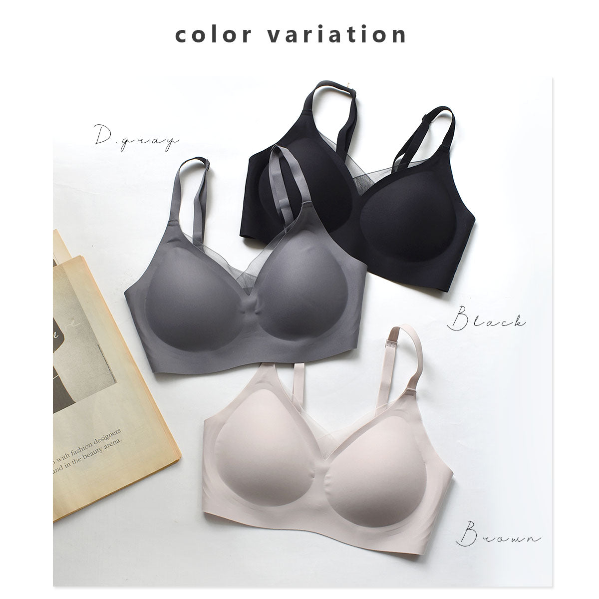 ピンクピンクピンク PINK PINK PINK 2点セット ずれない ブラ＆ショーツセット もっちリラックス ノンワイヤー 楽ブラ 脇高 ブラジャー ひびかない ショーツ 【返品不可商品】 （Dグレー） Dグレー