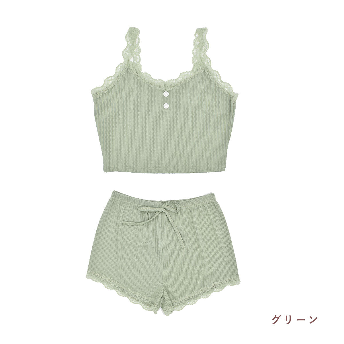 ピンクピンクピンク PINK PINK PINK ルームウェア リブ編キャミ＆ショートパンツセット 部屋着 パジャマ 夏 ルーム ウェア タンクトップ ショート パンツ セット セットアップレディース 韓国 レース M （ブルー） ブルー