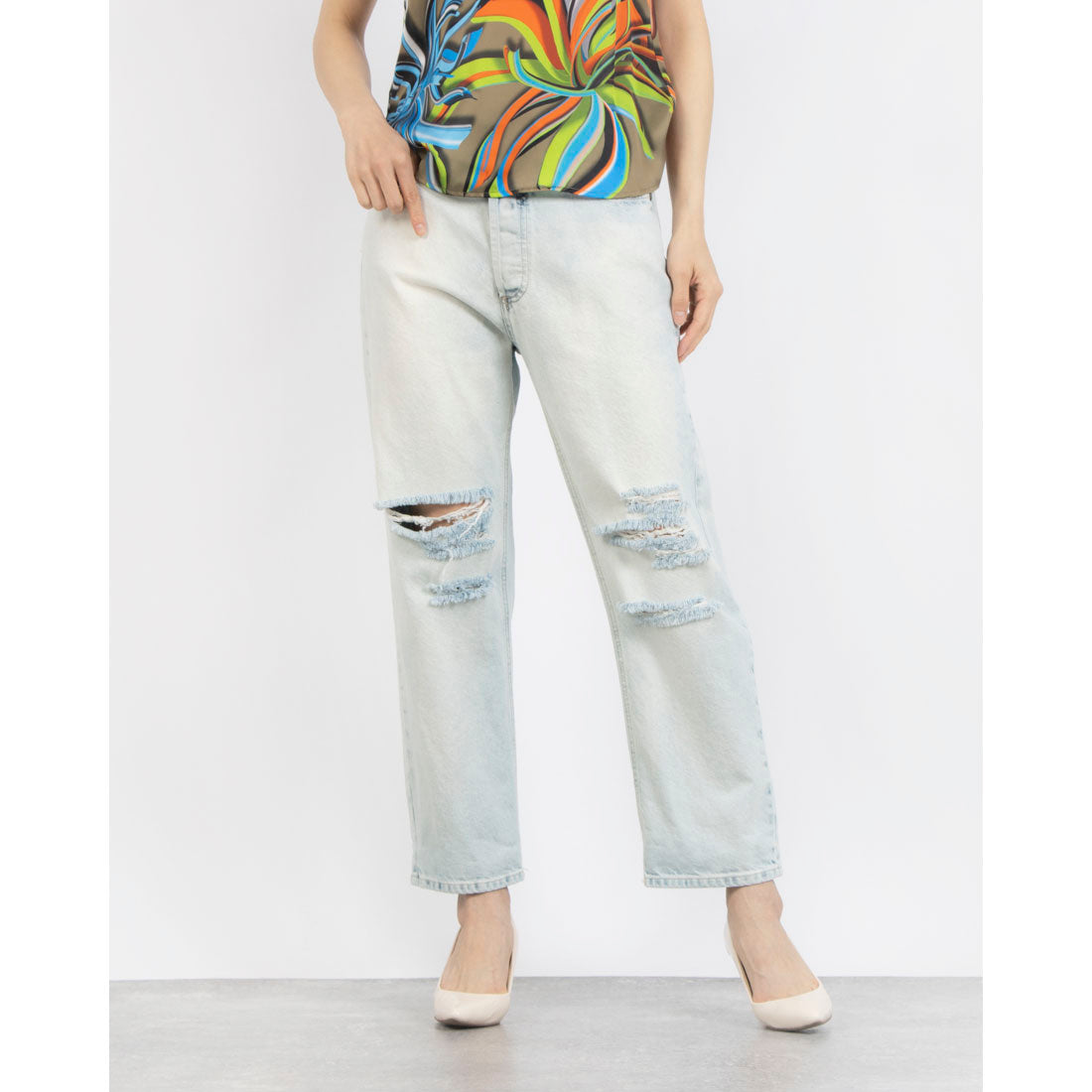 プリーズ PLEASE ハイダメージDenim （BLUE） BLUE