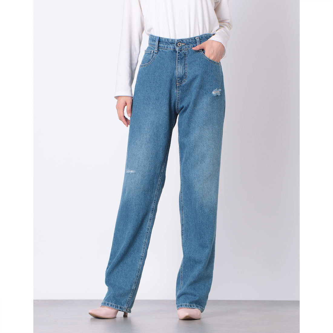 プリーズ PLEASE ダメージ加工DENIM （BLUE） BLUE