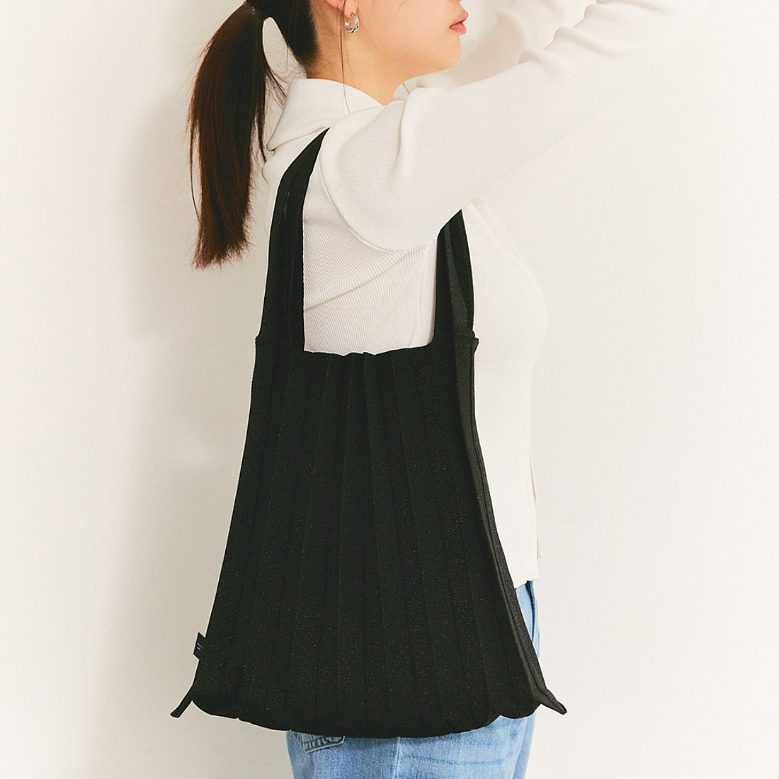 プリーツママ PLEATSMAMA グリッタートートバッグ  sh-bk-gl-bl （BLACK） BLACK