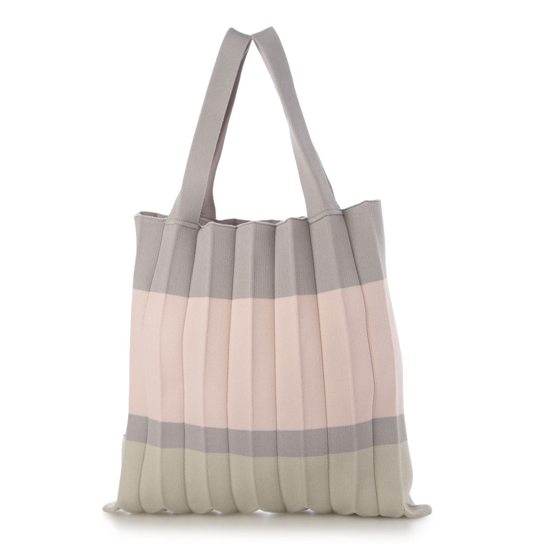 プリーツママ PLEATSMAMA ニットバッグ トートバッグ tote-block-pk-gy （PINK GREY） PINK GREY