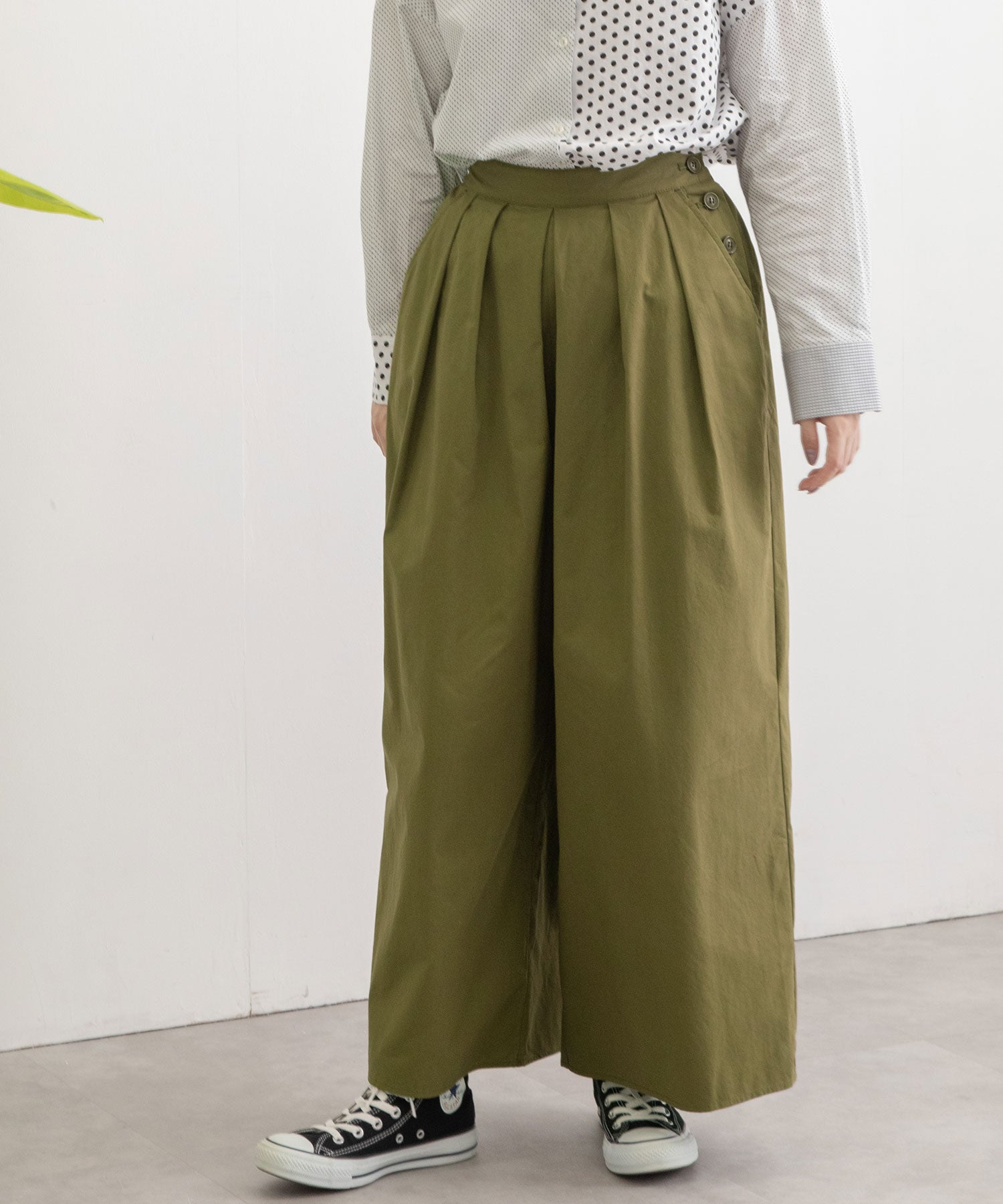 プードゥドゥ POU DOU DOU サイドボタンタックワイドパンツ