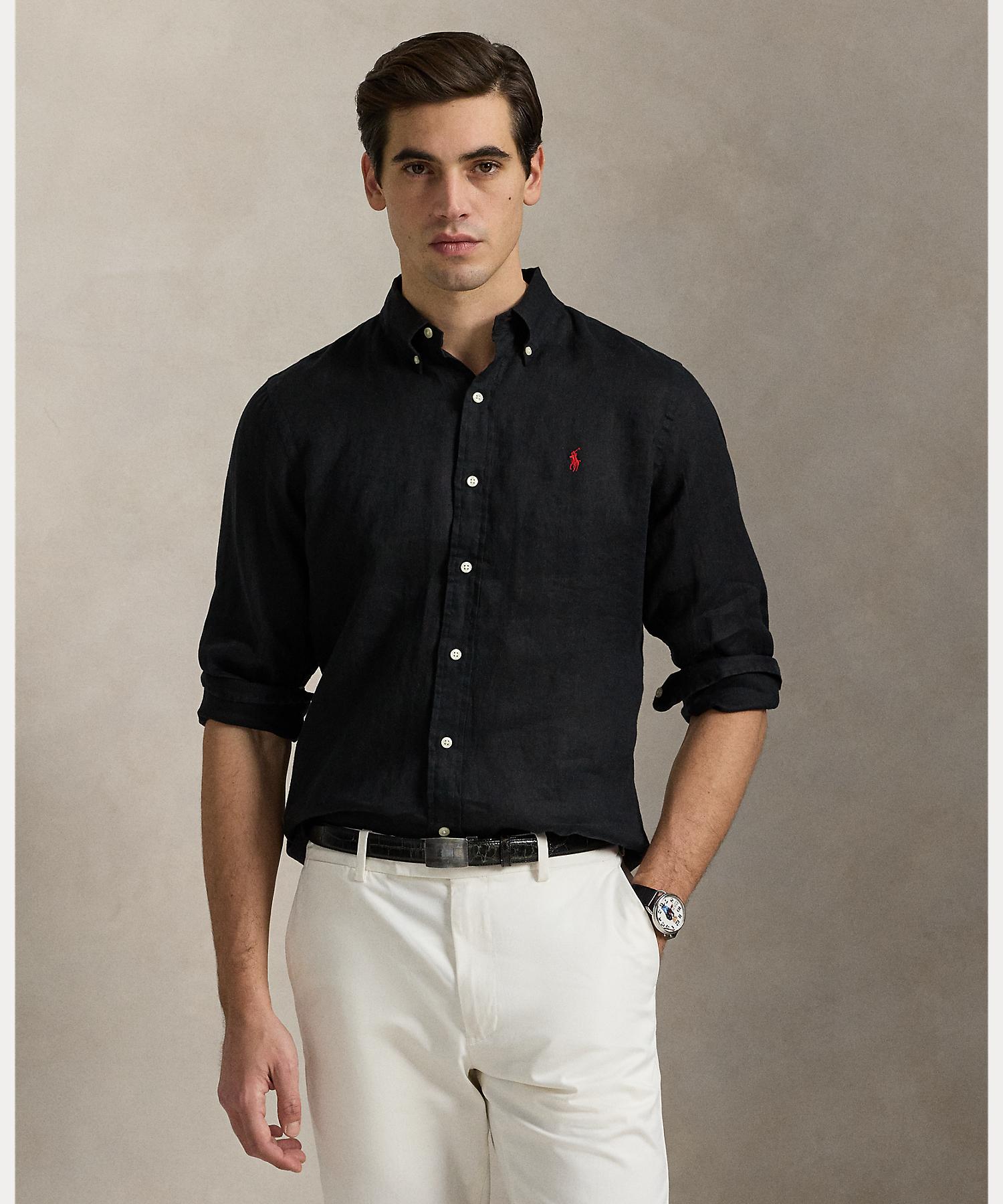 ポロ ラルフ ローレン POLO RALPH LAUREN クラシック フィット リネン シャツ （001ブラック） 001ブラック