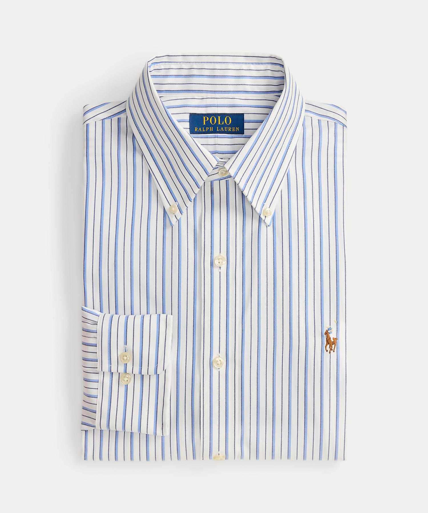 ポロ ラルフ ローレン POLO RALPH LAUREN カスタム フィット ストライプド ピンポイント オックスフォード シャツ （100ホワイト） 100ホワイト