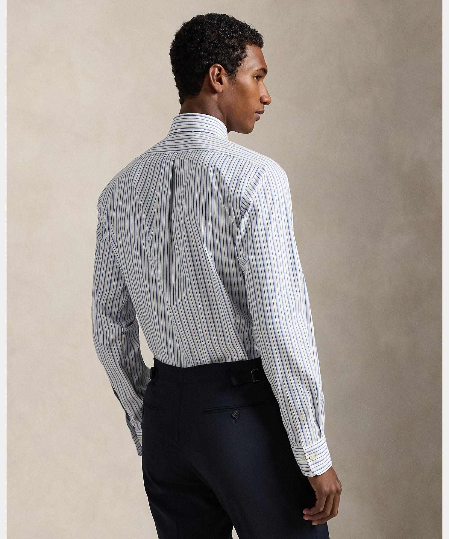 ポロ ラルフ ローレン POLO RALPH LAUREN カスタム フィット ストライプド ピンポイント オックスフォード シャツ （100ホワイト） 100ホワイト