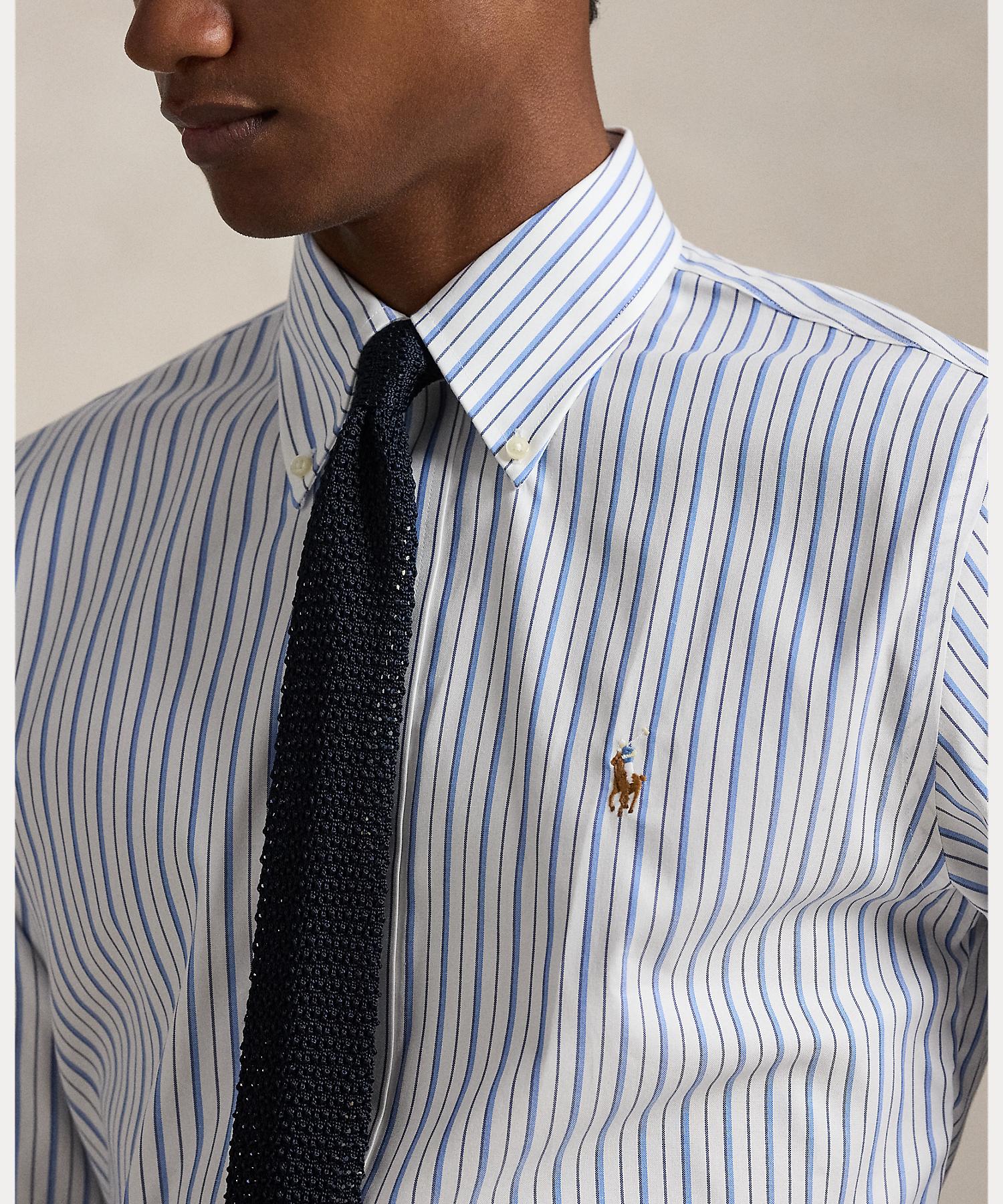 ポロ ラルフ ローレン POLO RALPH LAUREN カスタム フィット ストライプド ピンポイント オックスフォード シャツ （100ホワイト） 100ホワイト