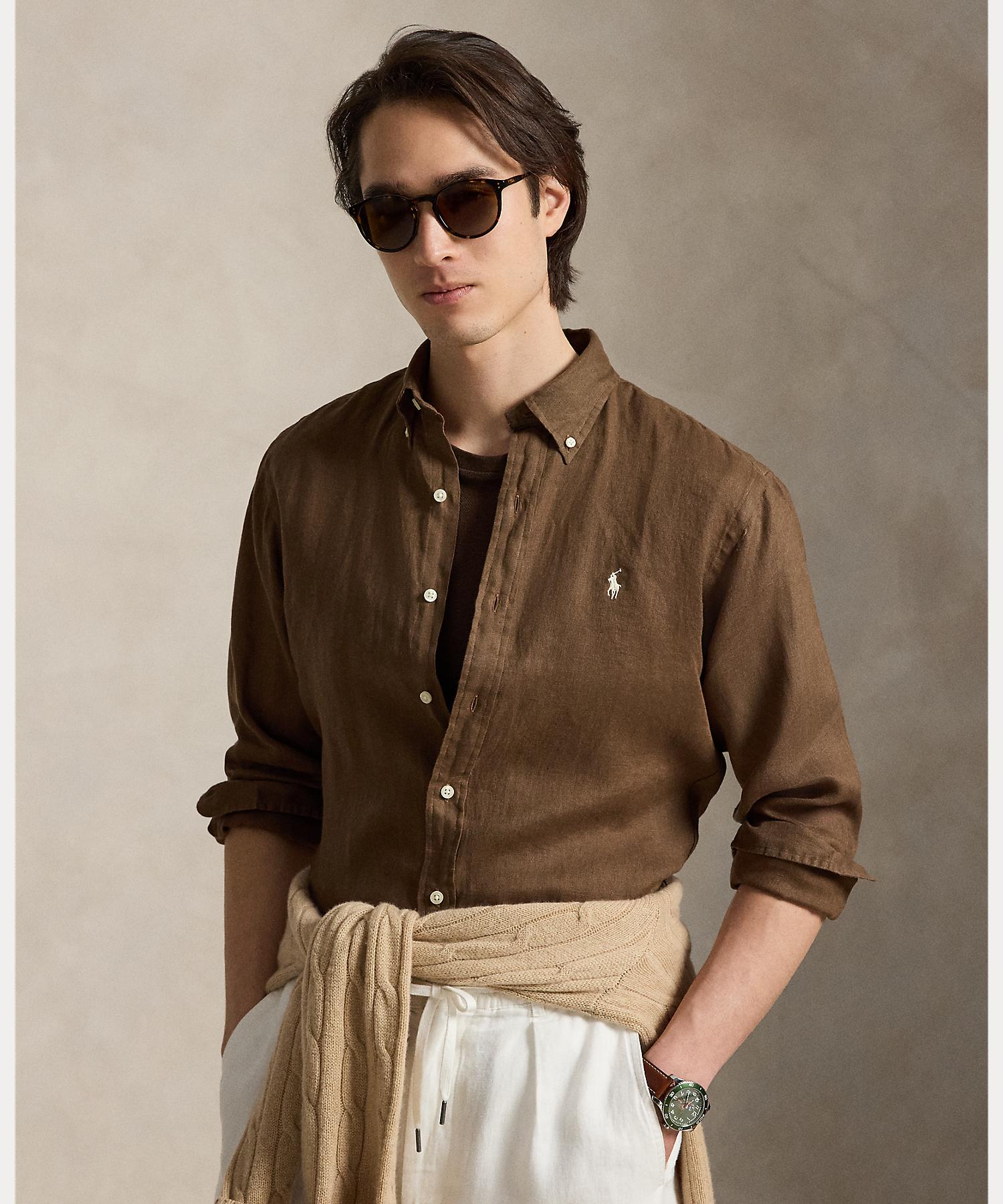 ポロ ラルフ ローレン POLO RALPH LAUREN クラシック フィット リネン シャツ （200ブラウン） 200ブラウン