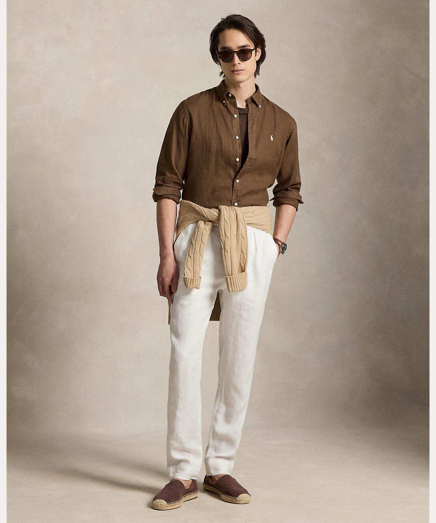 ポロ ラルフ ローレン POLO RALPH LAUREN クラシック フィット リネン シャツ （200ブラウン） 200ブラウン