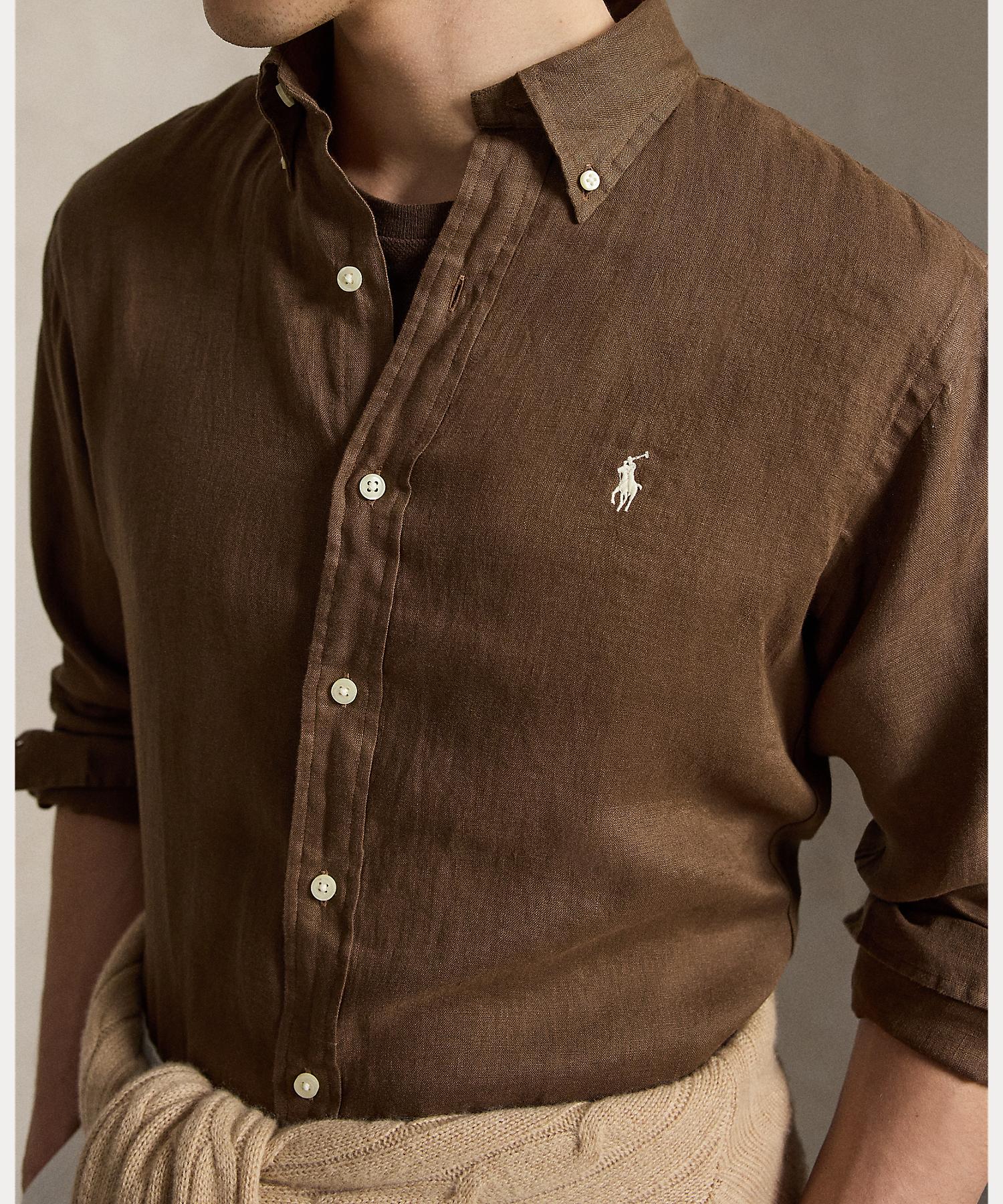 ポロ ラルフ ローレン POLO RALPH LAUREN クラシック フィット リネン シャツ （200ブラウン） 200ブラウン