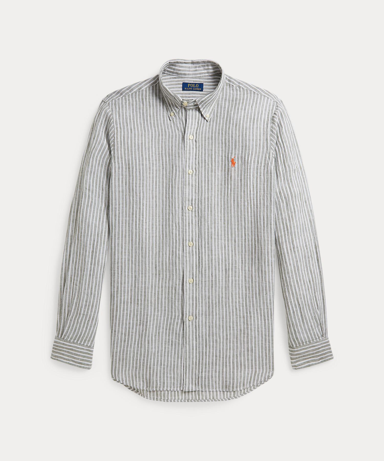 ポロ ラルフ ローレン POLO RALPH LAUREN クラシック フィット ストライプド リネン シャツ （300グリーン） 300グリーン