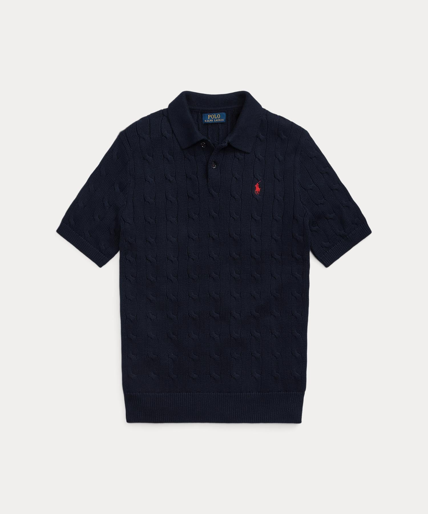 ポロ ラルフ ローレン POLO RALPH LAUREN ケーブルニット コットン ポロカラー セーター （400ブルー） 400ブルー