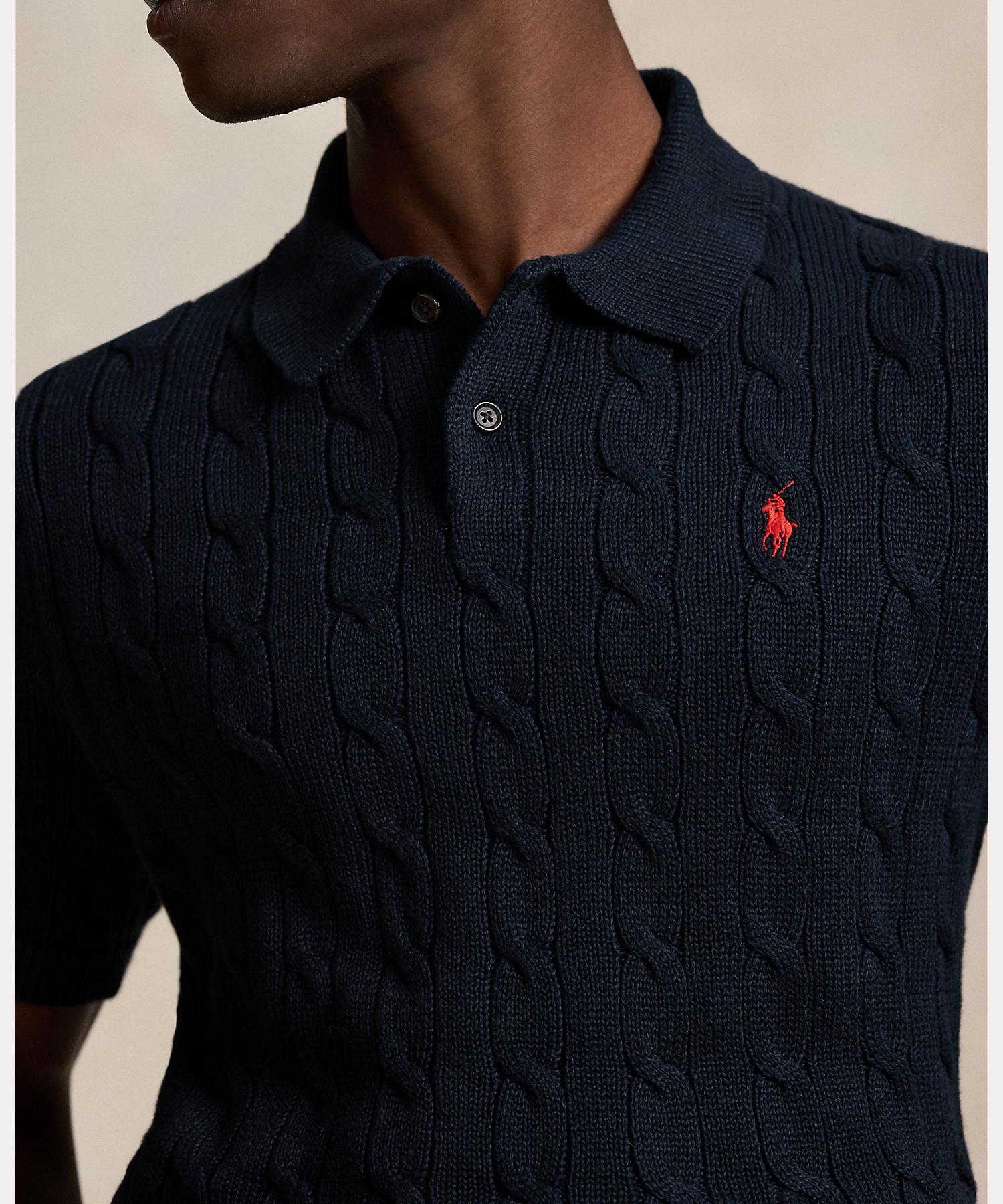 ポロ ラルフ ローレン POLO RALPH LAUREN ケーブルニット コットン ポロカラー セーター （400ブルー） 400ブルー