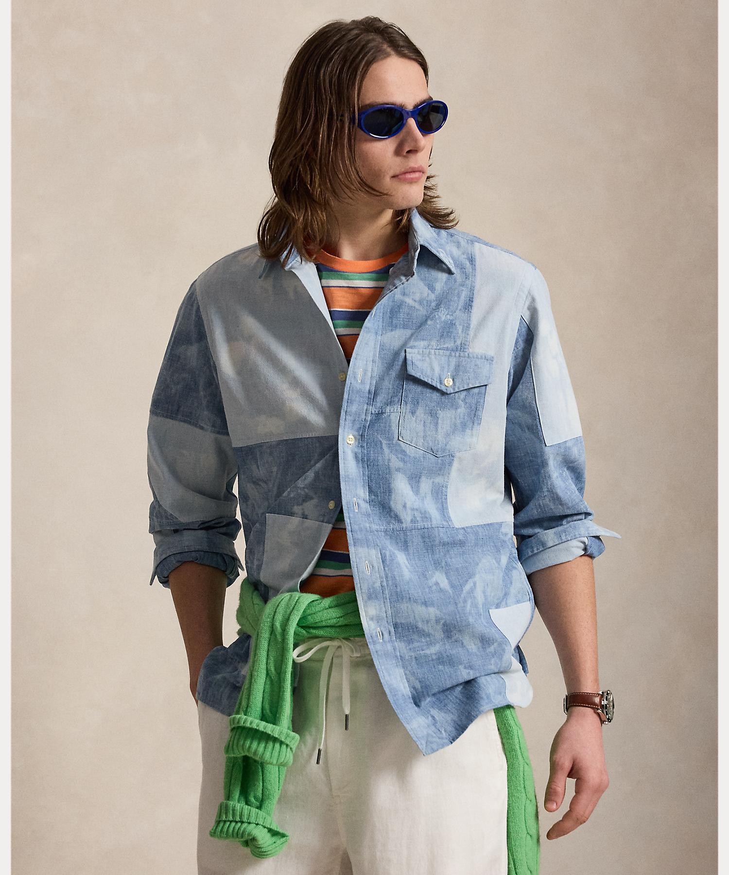 ポロ ラルフ ローレン POLO RALPH LAUREN クラシック フィット パッチワーク シャンブレー シャツ （400ブルー） 400ブルー