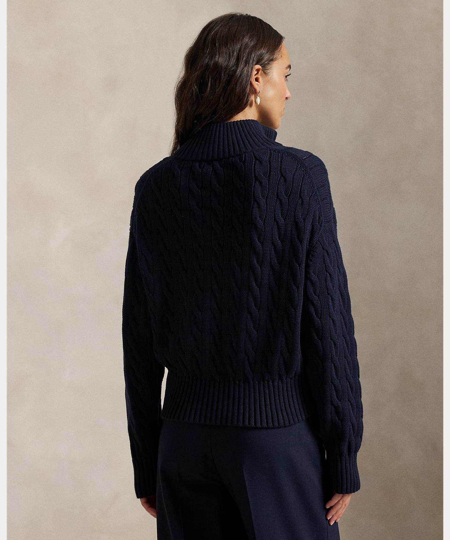 ポロ ラルフ ローレン POLO RALPH LAUREN ケーブルニット コットン クォータージップ セーター （400ブルー） 400ブルー