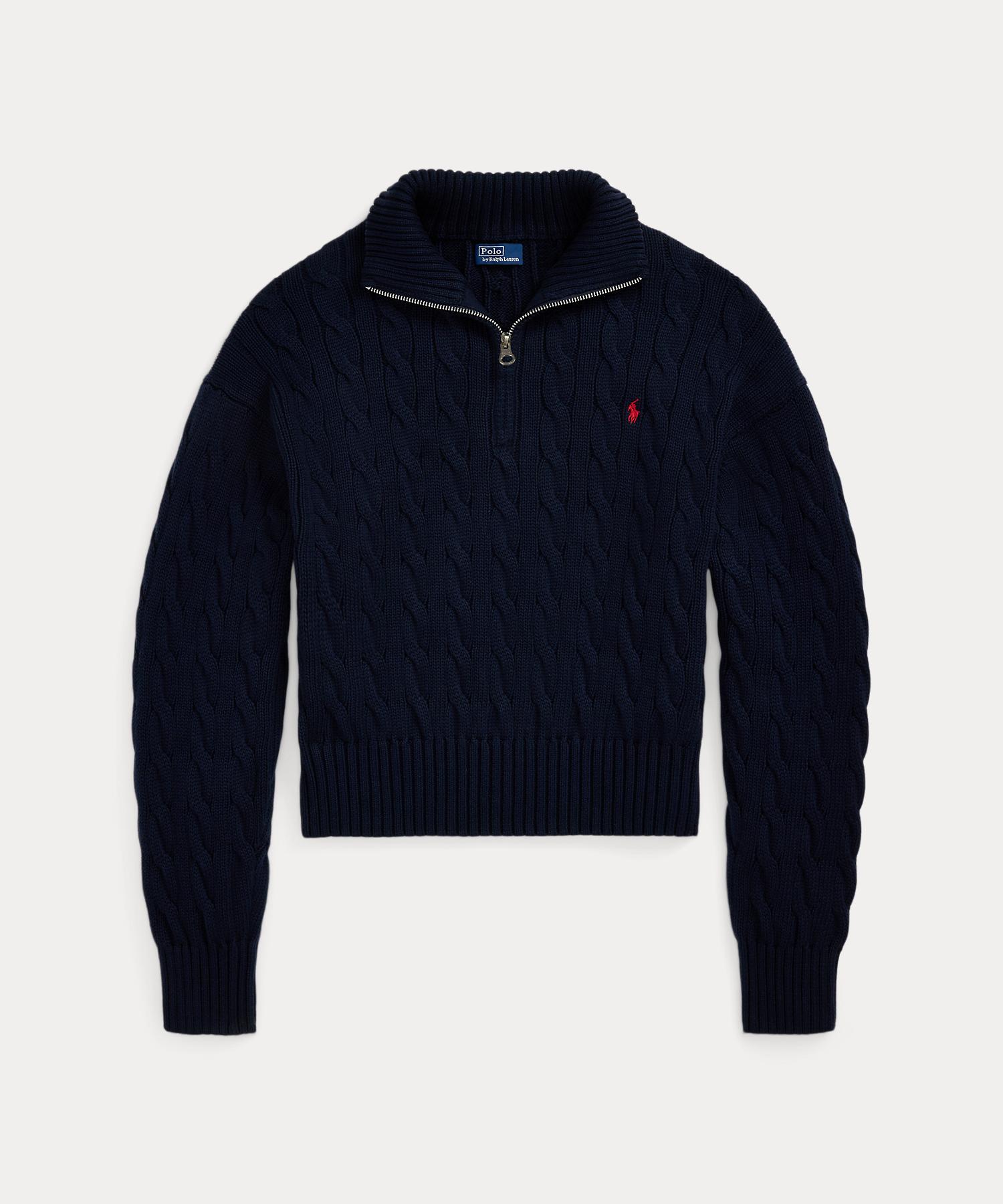 ポロ ラルフ ローレン POLO RALPH LAUREN ケーブルニット コットン クォータージップ セーター （400ブルー） 400ブルー