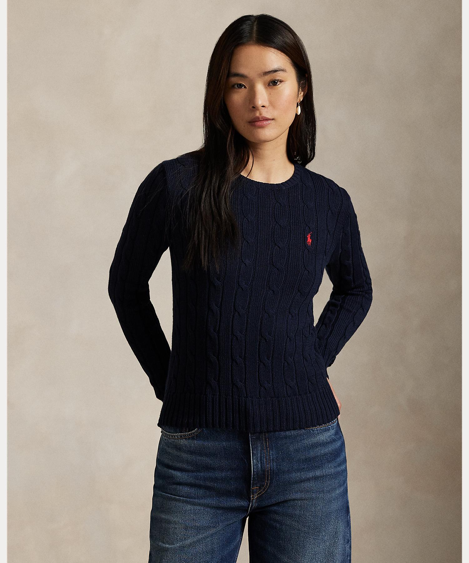 ポロ ラルフ ローレン POLO RALPH LAUREN ケーブルニット コットン クルーネック セーター （400ブルー） 400ブルー