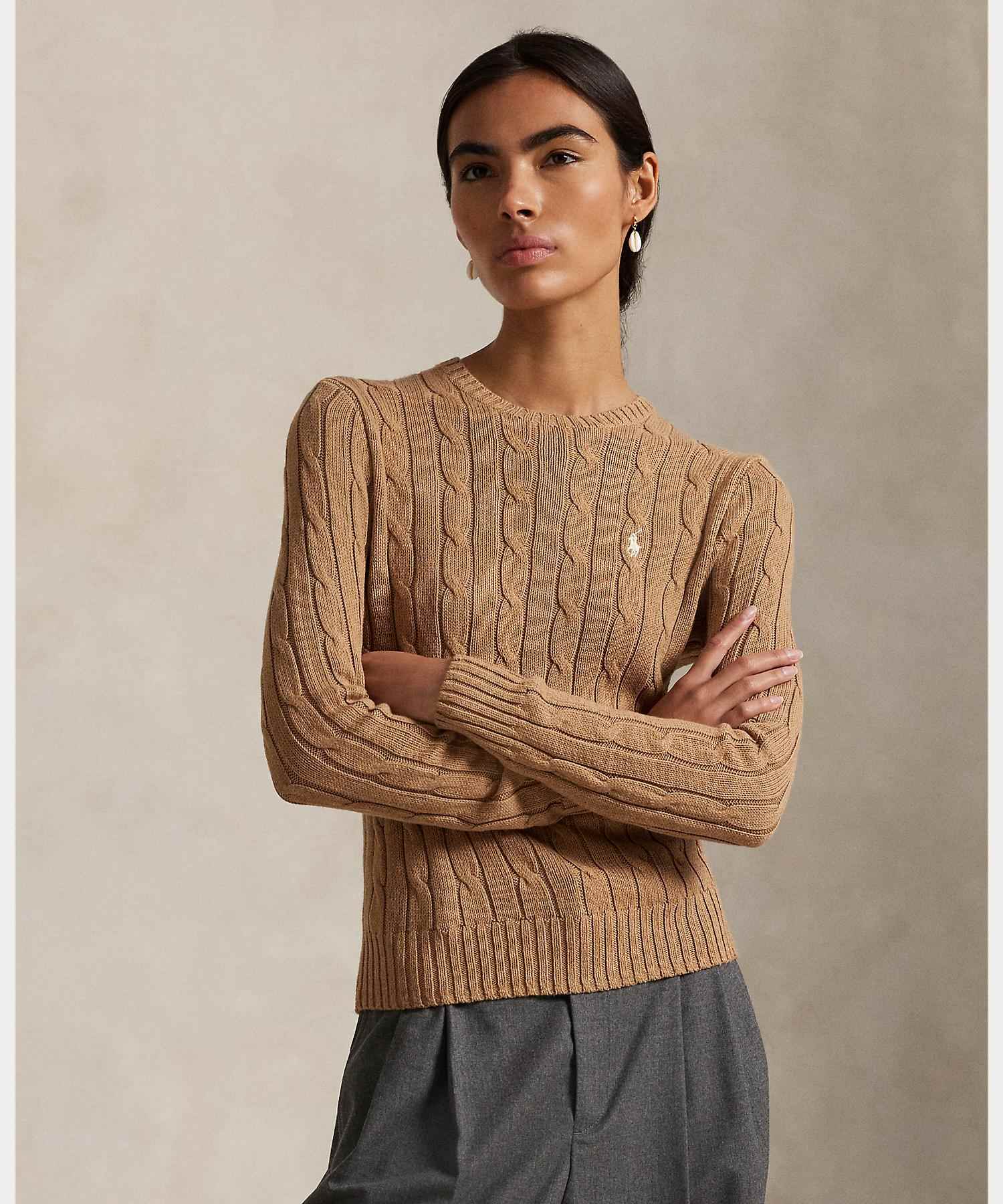 ポロ ラルフ ローレン POLO RALPH LAUREN ケーブルニット コットン クルーネック セーター （260ブラウン） 260ブラウン