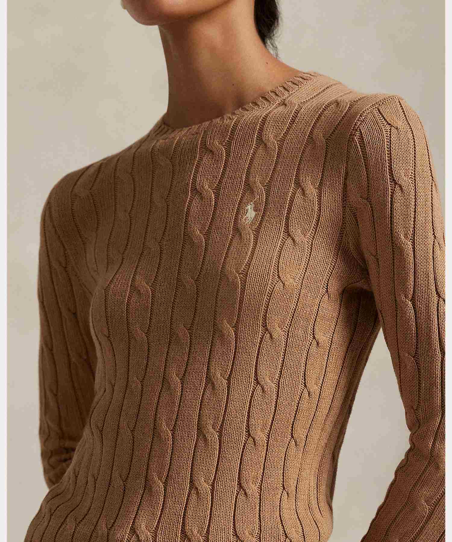 ポロ ラルフ ローレン POLO RALPH LAUREN ケーブルニット コットン クルーネック セーター （260ブラウン） 260ブラウン