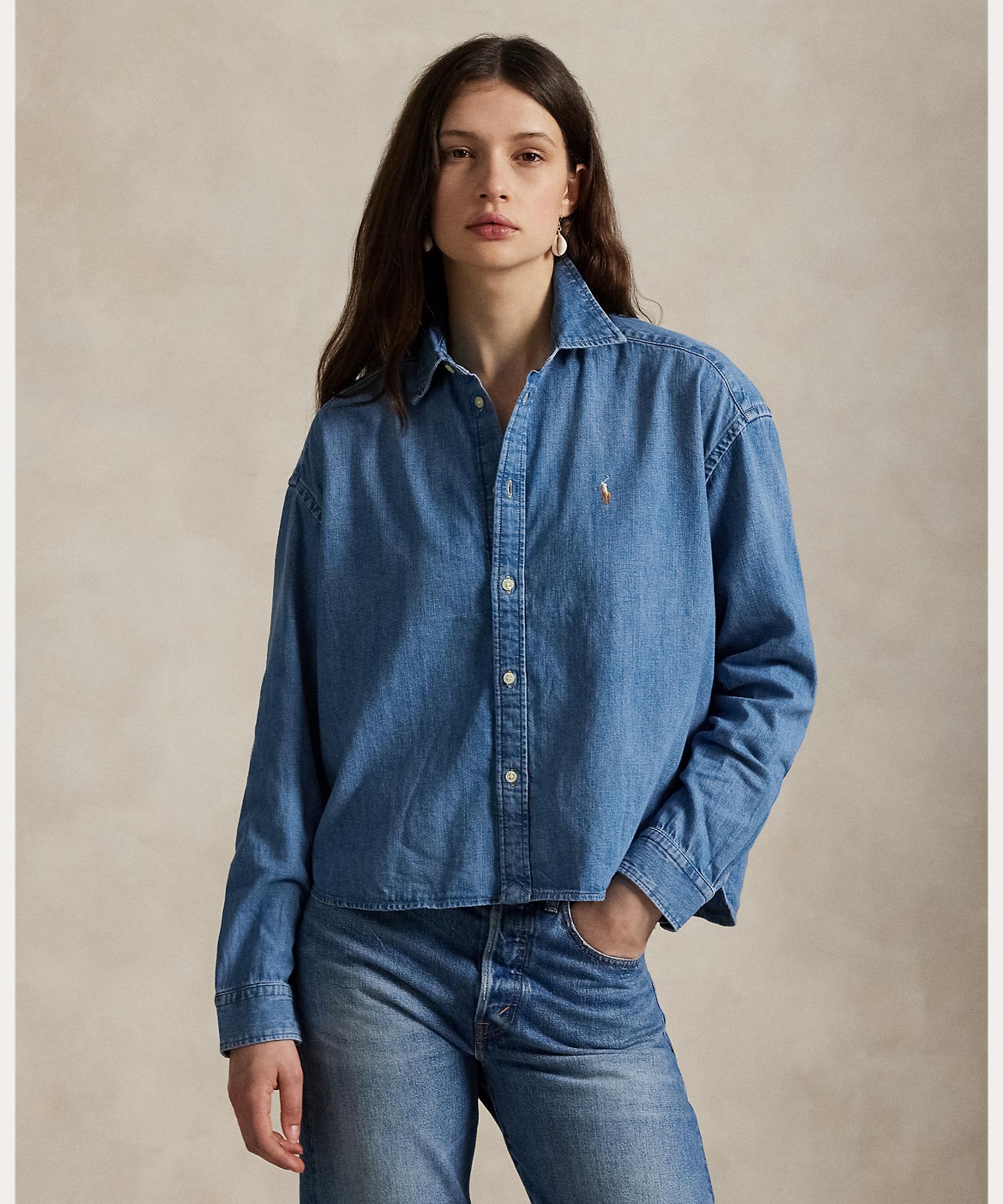 ポロ ラルフ ローレン POLO RALPH LAUREN クロップド ボクシー デニム シャツ （400ブルー） 400ブルー