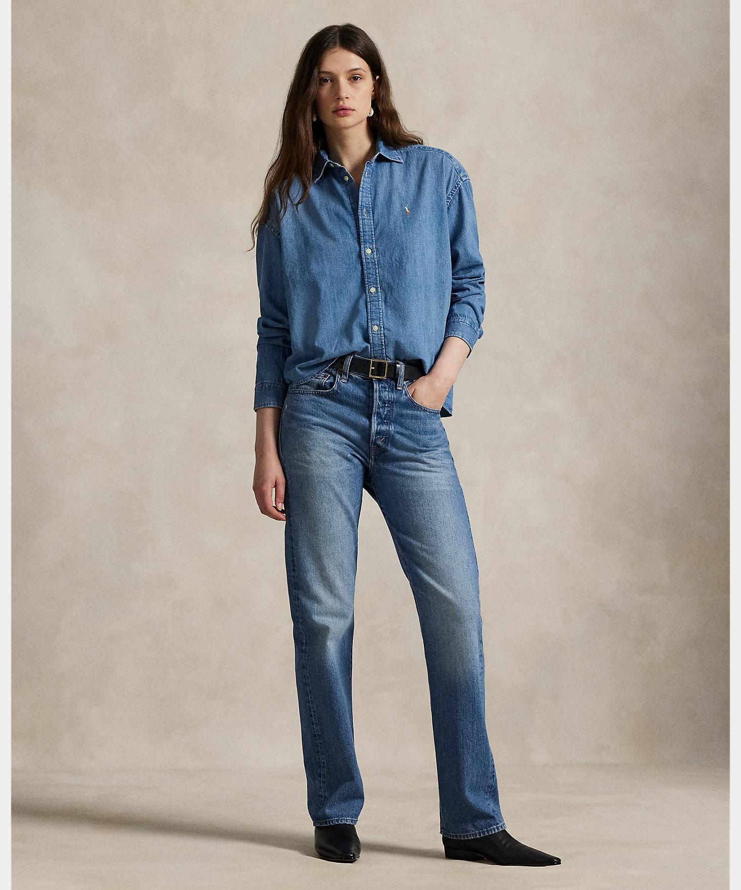 ポロ ラルフ ローレン POLO RALPH LAUREN クロップド ボクシー デニム シャツ （400ブルー） 400ブルー