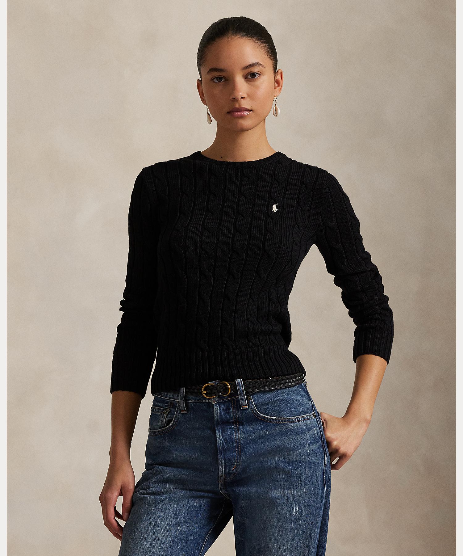 ポロ ラルフ ローレン POLO RALPH LAUREN ケーブルニット コットン クルーネック セーター （001ブラック） 001ブラック
