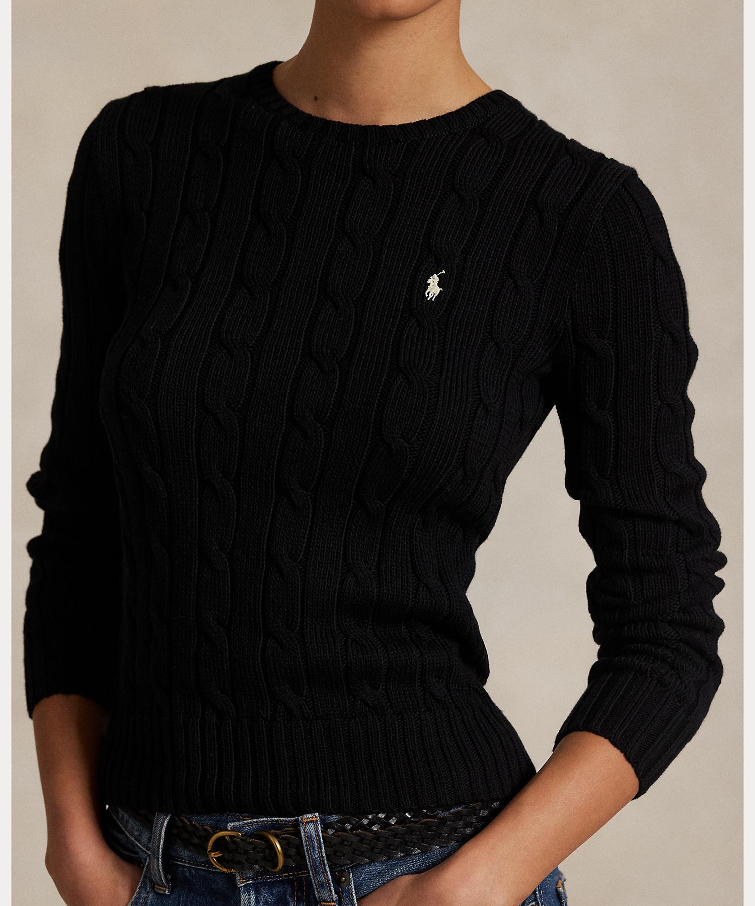 ポロ ラルフ ローレン POLO RALPH LAUREN ケーブルニット コットン クルーネック セーター （001ブラック） 001ブラック